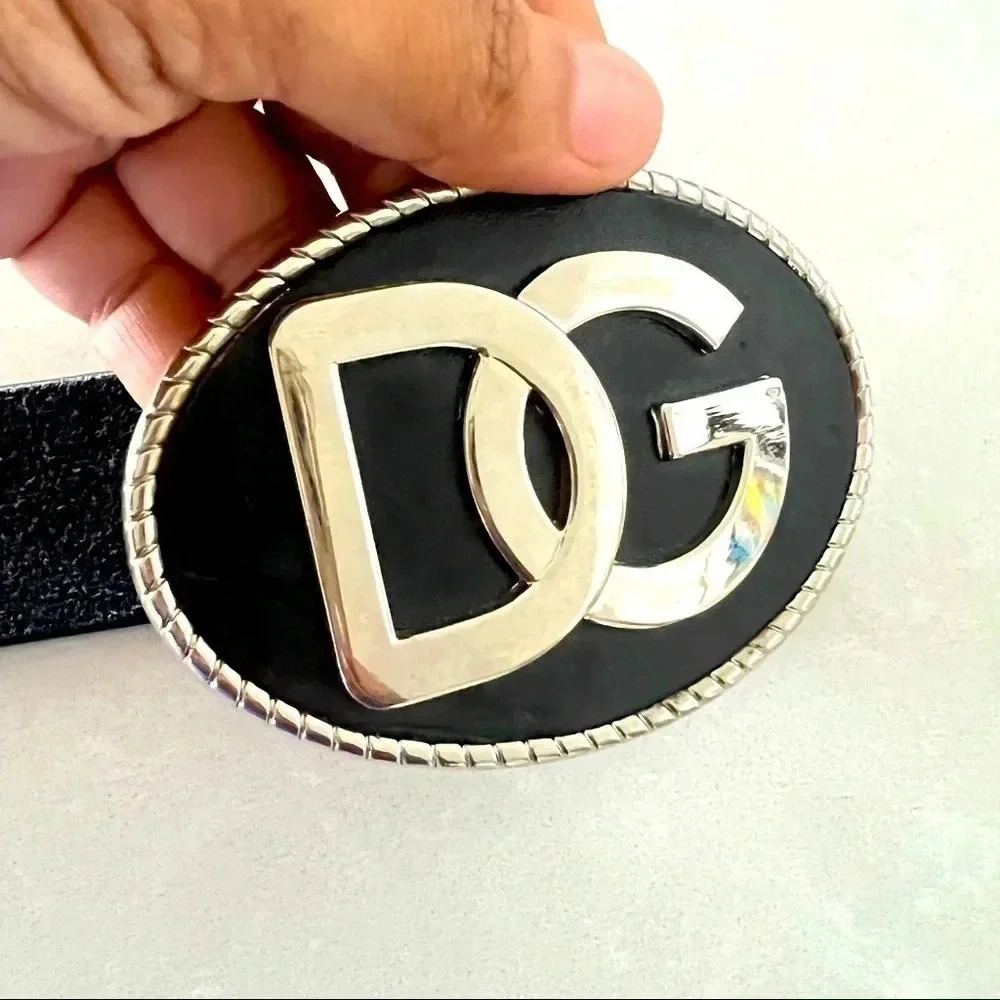 DG BROWN LEATHER Y2K BUCKLE  BELT 39” LONG
